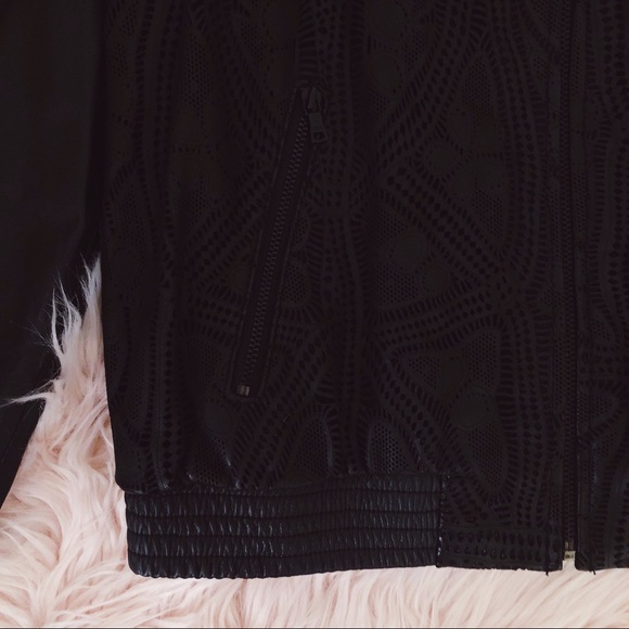 ALICE + OLIVIA $1,295 Lace Leather Bomber Jacket - Picture 4 of 8